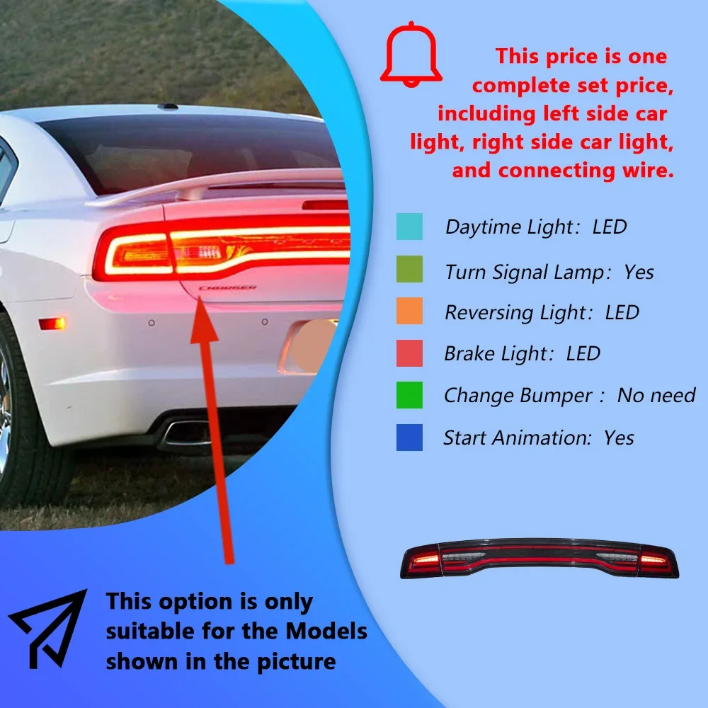 سيارة المصابيح الخلفية الجمعية ل شاحن دودج 2011-20...