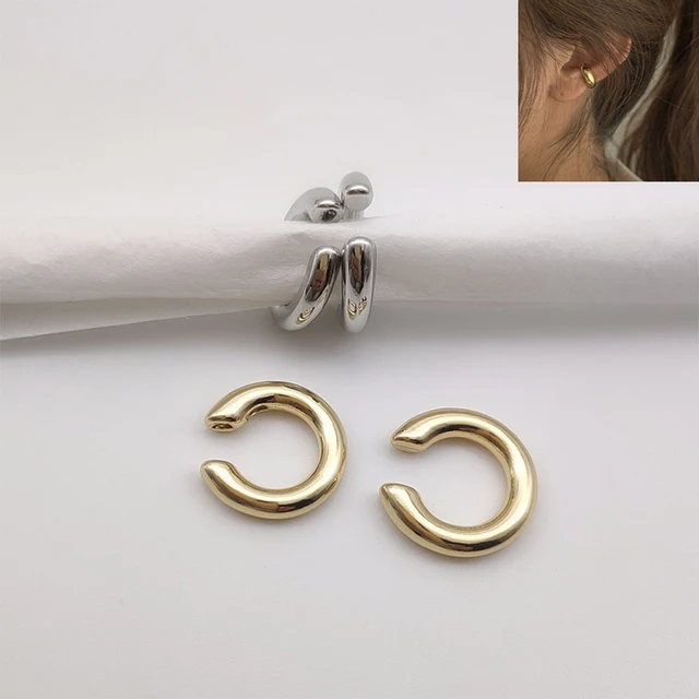 Asymmetry Round Metal Ear Bone Clip Earrings Non Pierced Ears Cuff