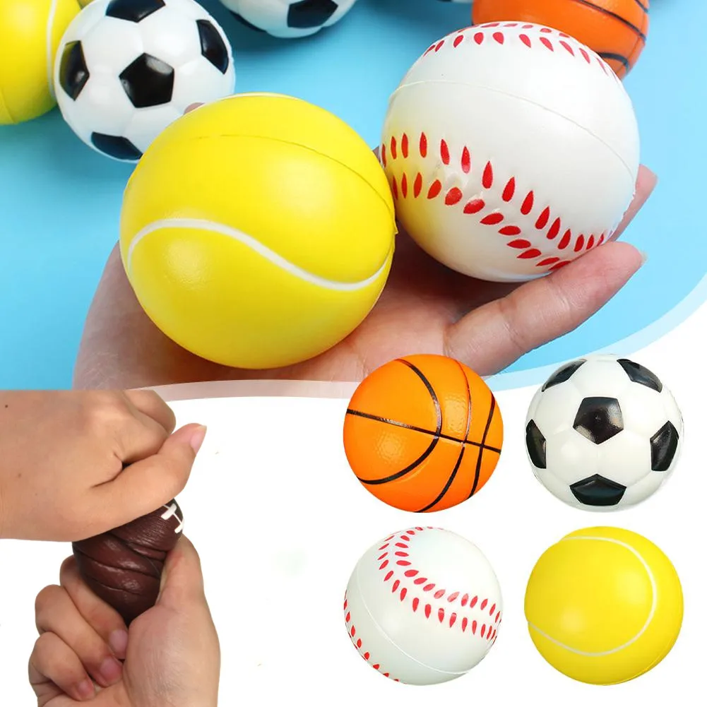 5Pcs Children Soft Football Basketball Baseball Tennis MotionToys Foam Sponge Decompression Vent Stress Balls Soccer Anti Stress 4