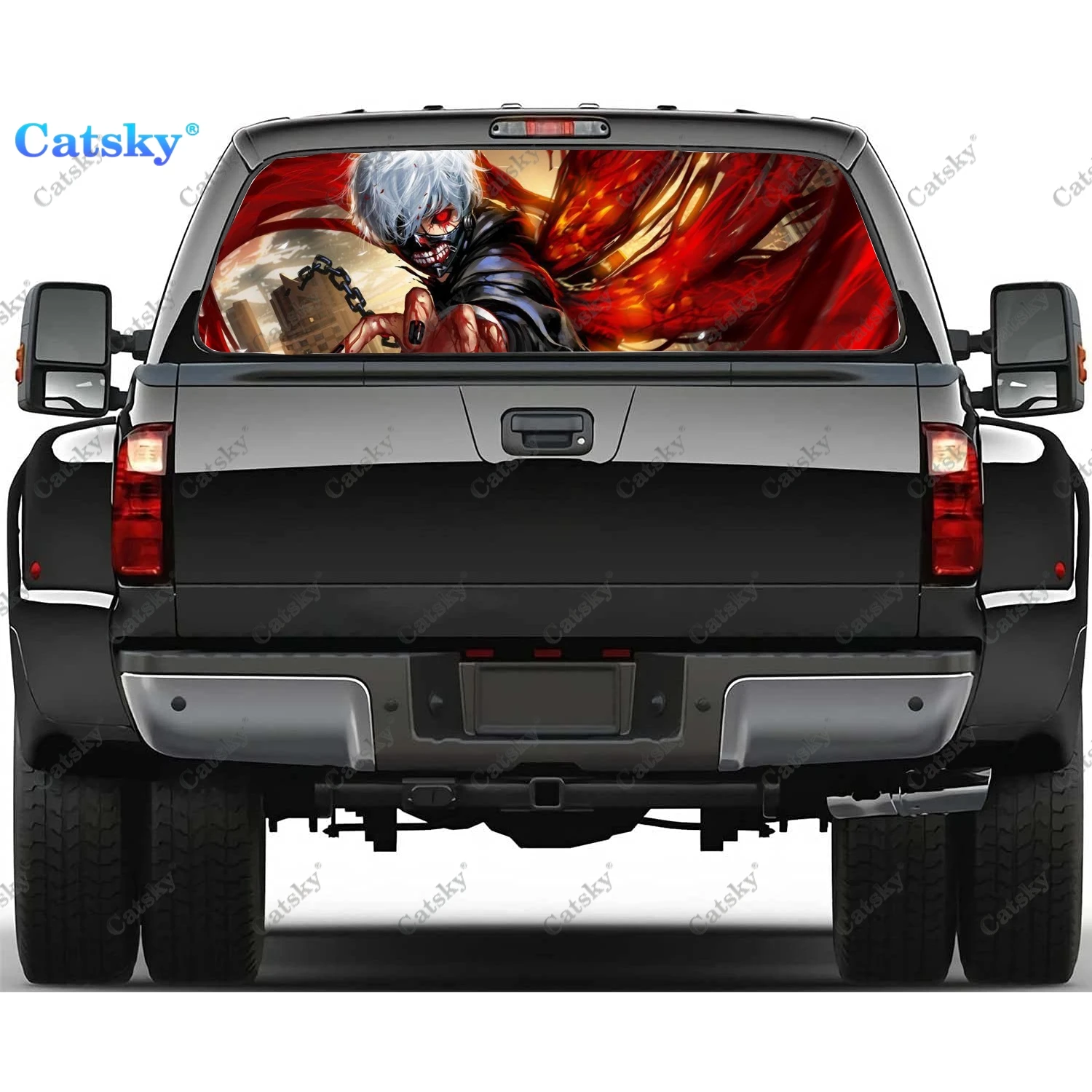 

Аниме Токийский Гуль, индивидуальная наклейка на заднее стекло автомобиля, заднее стекло грузовика, прозрачное ПЕРФОРИРОВАННОЕ заднее окно, Виниловая наклейка, украшение