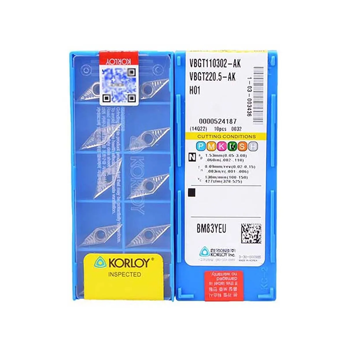 

KORLOY 100% Original VBGT VBGT11 VBGT16 VBGT110304 VBGT160402 VBGT160408 AK H01 Finishing Carbide Turning Inserts