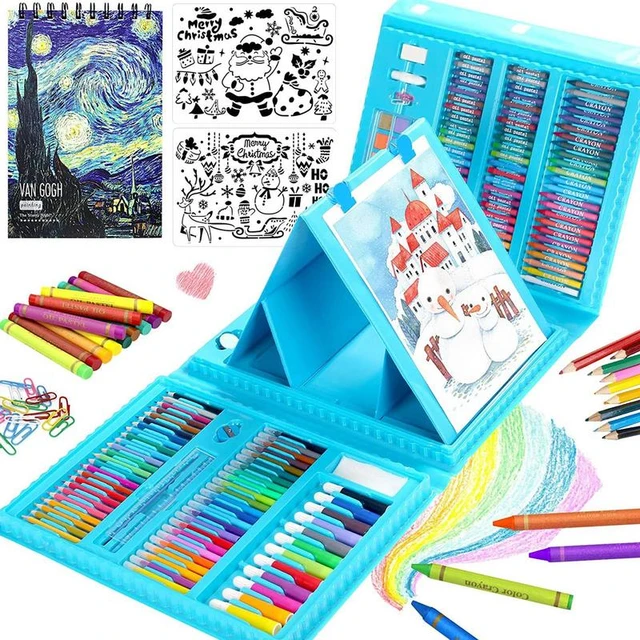 208PCS Kids Drawing Kits Children Art Set Painting Watercolor Pencil Crayon  Water Pen Doodle Drawing Board