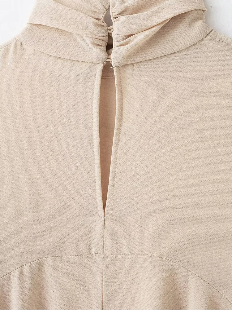 Women's Layered Ruffles Blouse Sexy See Through Turtleneck Long Sleeve Temperament Solid Top Female Loose Shirt 2026 New