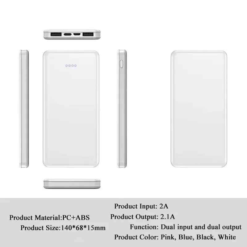 New 20000mAh Ultra Thin Portable Power Bank 20W Super Fast Charger Powerbank Dual Output Dual Input External Spare Battery Pack 5