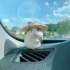 Cute Hamster with Straw Hat Car Ornament,Car Decoration Auto Interior Dashboard Accessories 4