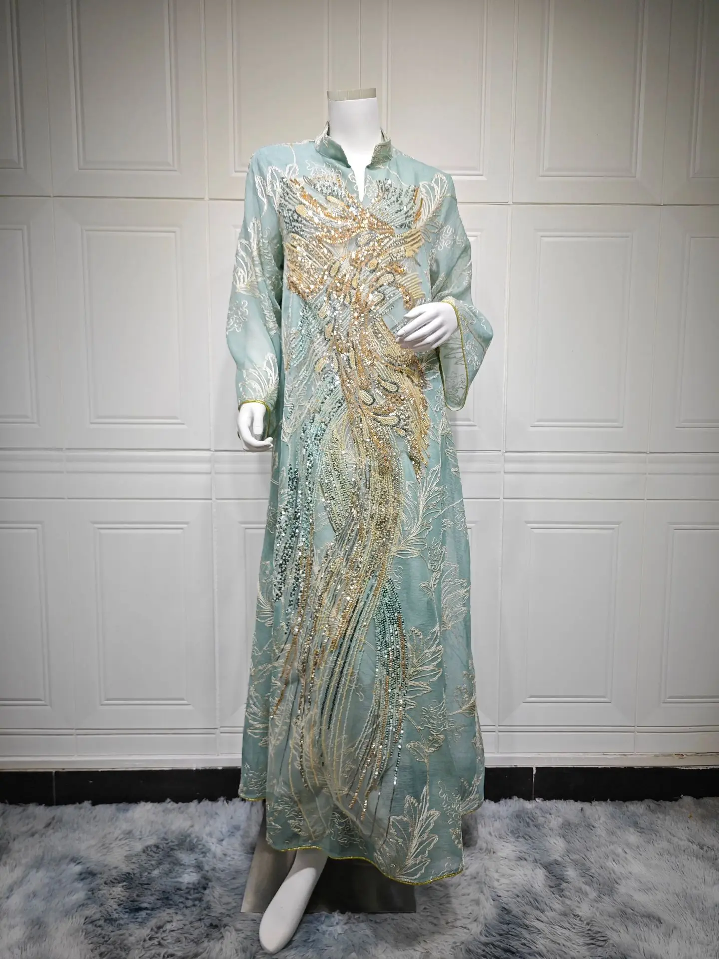 فستان إسلامي للنساء، عباءة لحفلات العيد، قفطان مزين