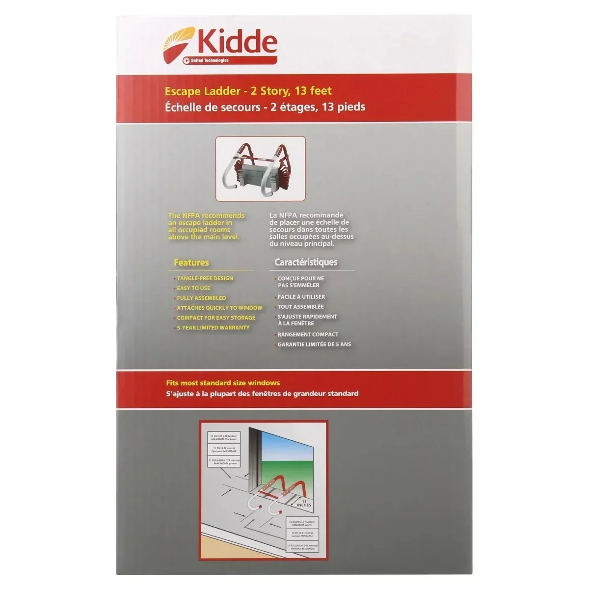 Kidde 2-Story Fire Escape Ladder with Steel Anti-Slip Rungs Rope Ladder Aluminum Telescopic Ladder  | USA | NEW 5