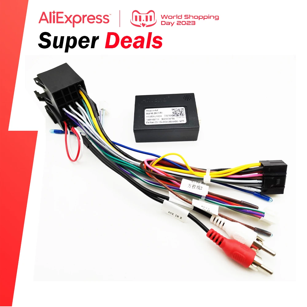 Adaptador de Arn s ISO CAN Bus Decoder 16 Pin Plug Connector RCA Audio android-audio-android-multimedijos-automobiliams