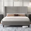 Queen Size Upholstered Platform Bed Frame, Wingback Beds with 50.8" Headboard, Corduroy, Queen Bed Frame 3