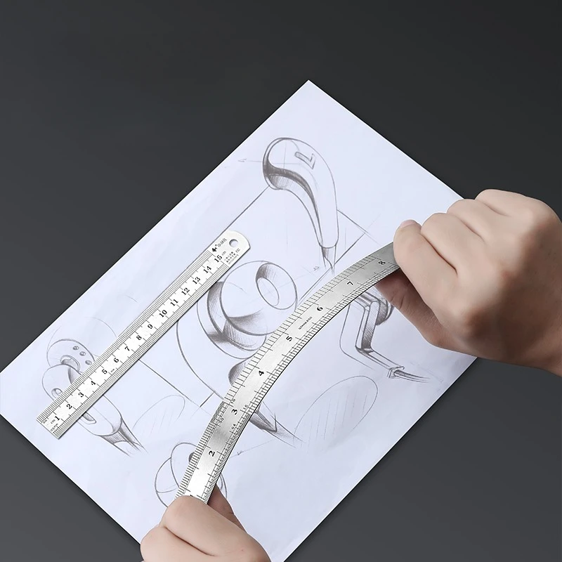Precision Stainless Steel Double-Sided Metric Measuring Ruler (15-40cm)