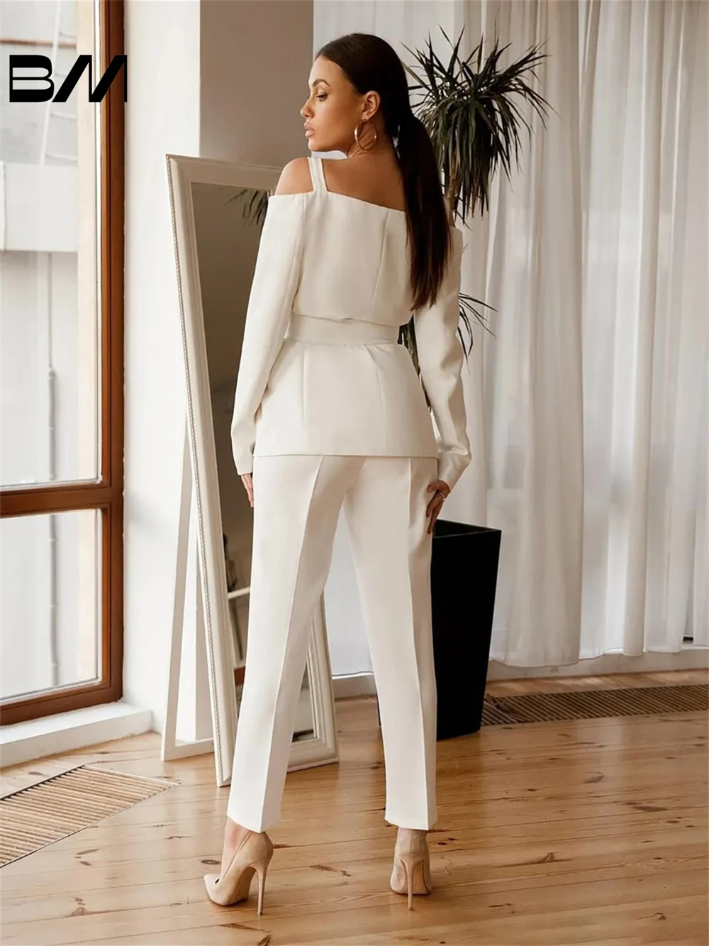 Simple One Piece Slim Fit Pants Suits Set for Women Office Ladies Formal Wear Custom Made Party Prom Dress Fashion 2PCS 2024