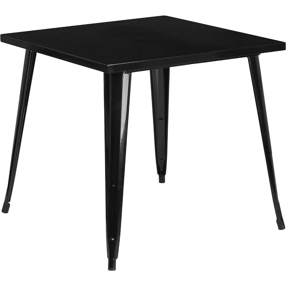 Commercial Grade 31.75" Square Black Metal Indoor-Outdoor Table 3