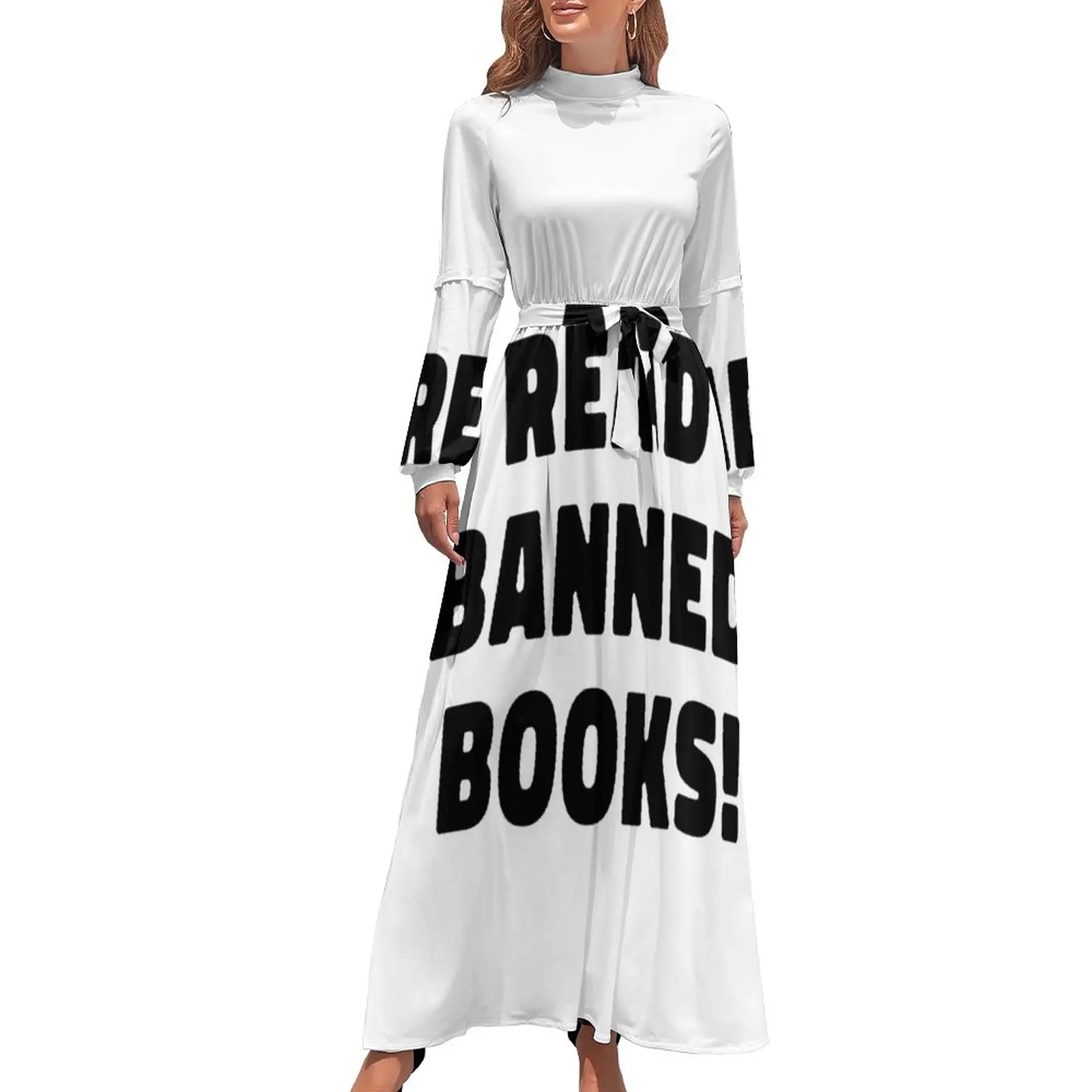 thumbnail image 1 of Leer libros prohibidos en texto negro Vestido largo Vestidos largos con velo Vestidos para fiesta de bodas, 1 of 5