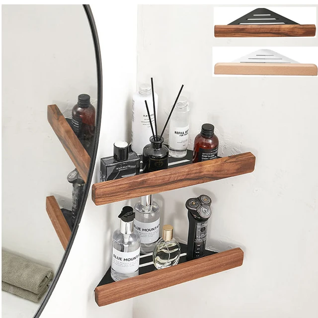 Self Sticking Bathroom Corner Shelf  Stick-on Wall Mounted Storage Rack –  Decor Adda