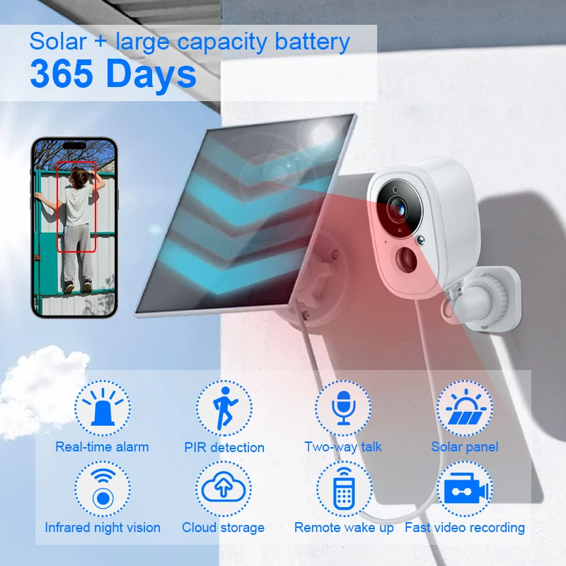 Telecamere Solari Wifi Con Rilevamento Del Movimento Ai Batteria Ricaricabile Da 5200Mah Telecamere Per Visione Notturna Di Sicurezza Resistenti Alle 
