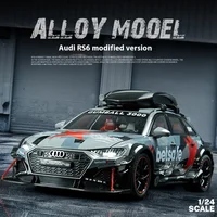 Alloy car model ornaments Audi RS6 modified version sound and light 6 door opening and return toy wagon music model ornaments 1