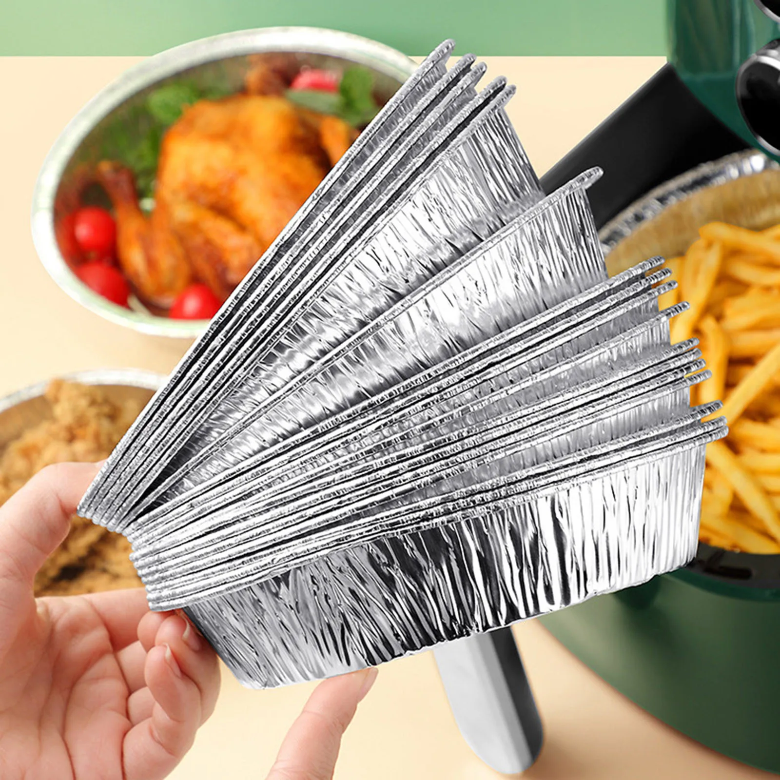 Air Fryer Disposable Aluminum Foil Liners, 20PCS Non-stick Air