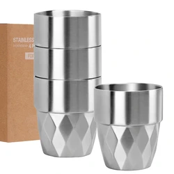 Stackable Stainless Steel Tumblers - Set of 4, 10 oz Double - Wall Metal Cups for Travel, Camping, and Home (Set of 4)
