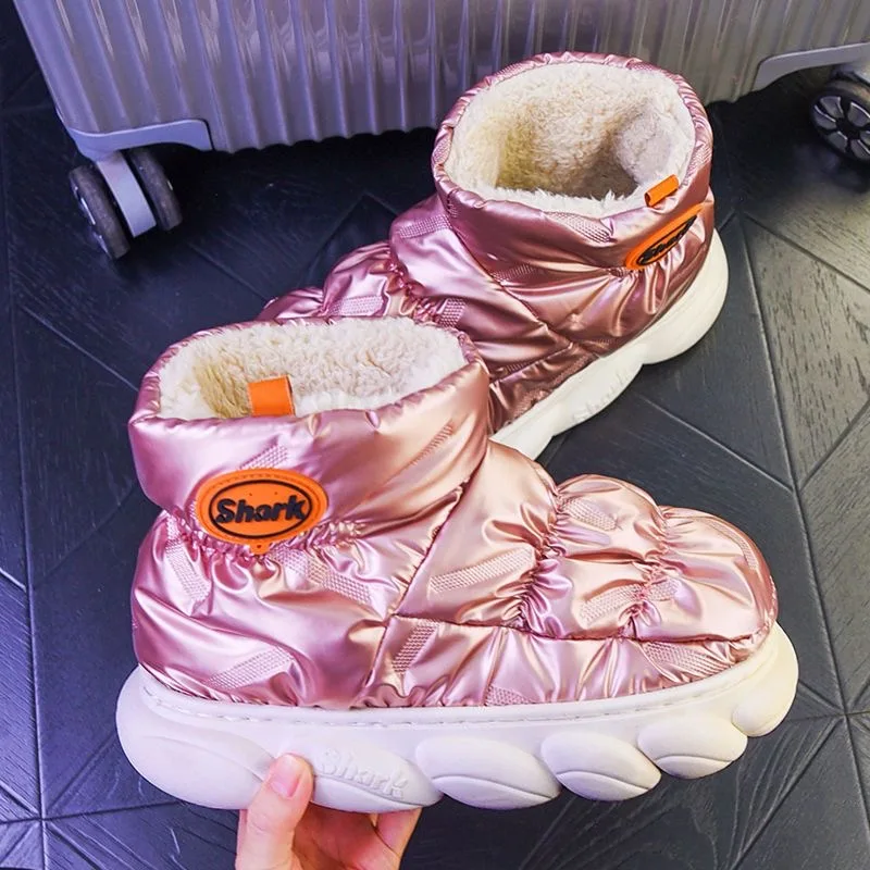 Winter Slippers Warm High Top Cotton Shoes For Women Waterproof Down Cloth Vamp Thick Soft Plush Outdoor Men's Snow Boots linen slippers,women slippers,lightweight slippers,cotton slippers,platform slippers,flat slippers,disposable slippers,warm slippers