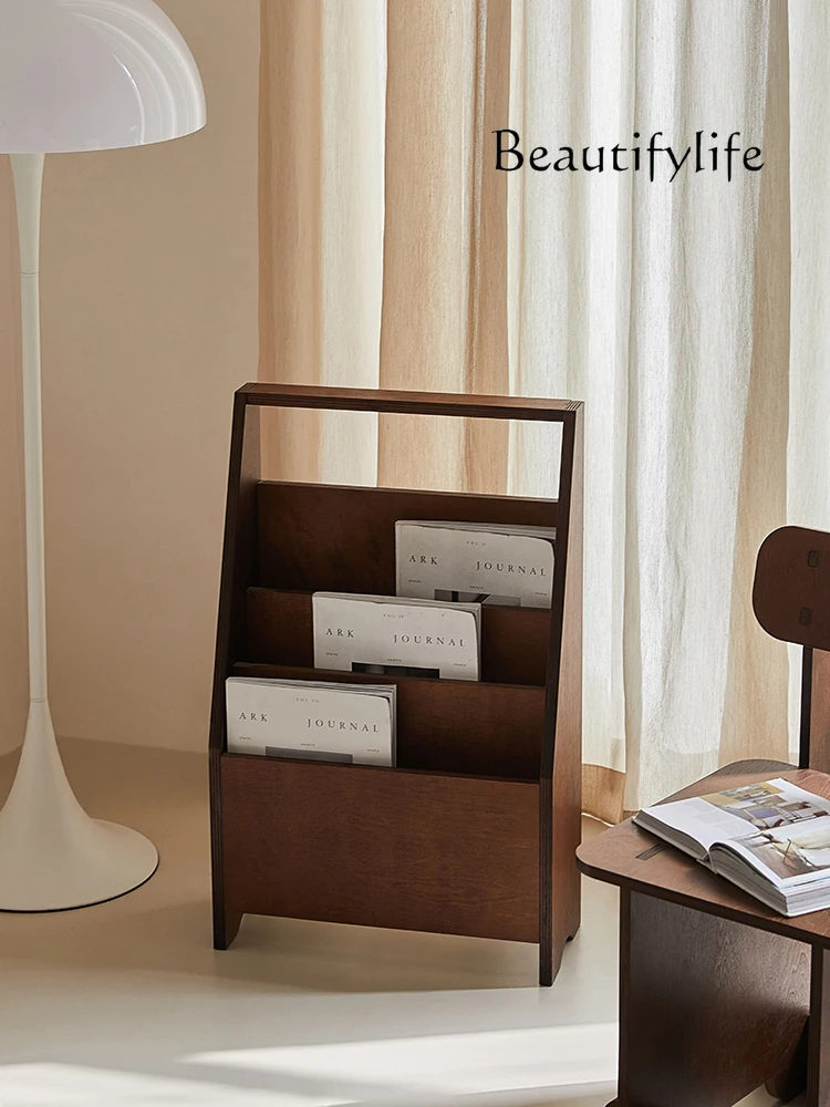 

Solid Wood Magazine Rack Vintage Coffee Shop Storage Rack