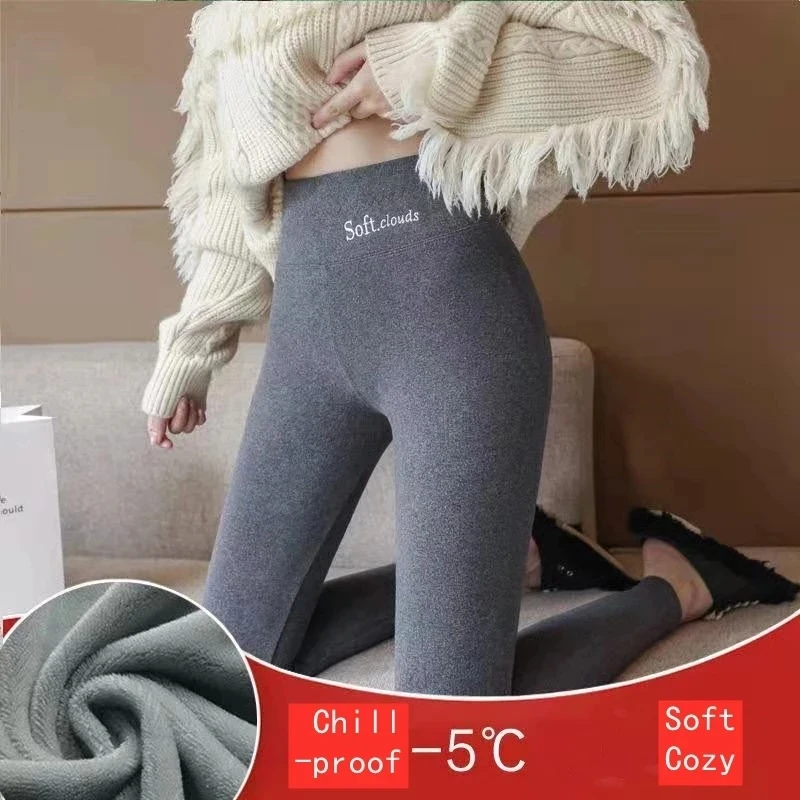 Women Warm Lambwool Leggings Hight Waist Skinny Fitness Leggins Winter Thicken Fleece Lined Thermal Ankle-Length Pants