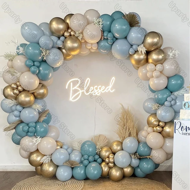 Arche À Ballons Pour Anniversaire, Bleu Marine, Sable Blanc, Pastel, Gris,  Rétro, Bleu, Chrome, Or, Décor Pour Fête Prénatale, Mariage - AliExpress