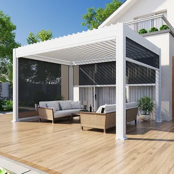 Gazebo da giardino con apertura automatizzata, impermeabile, a prova d'ala, con feritoia motorizzata, in alluminio, per soggiorno all'aperto, gazebo con tettoia 1