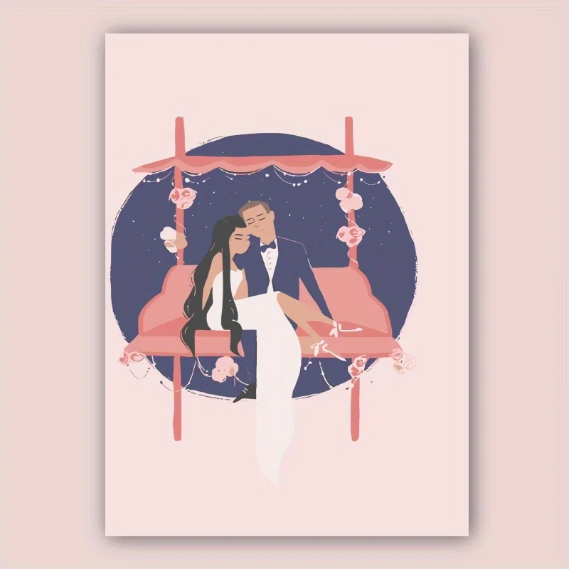 1pc, happy wedding card, romantic wedding card, bride bridegroom sweet couple for husband wife.