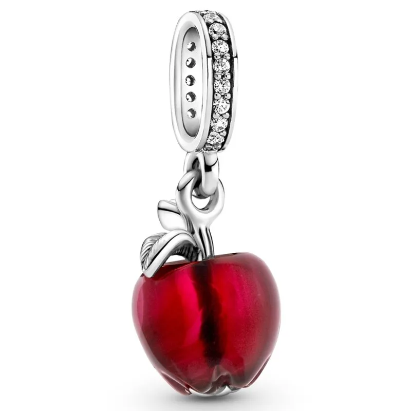 

Original Murano Glass Red Apple Dangle Beads Charm Fit Pandora Women 925 Sterling Silver Bracelet Bangle Jewelry