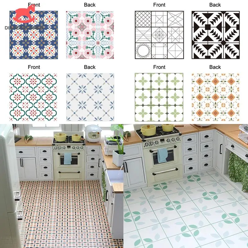 

1:6/1:12 Dollhouse Miniature Floor 15*15CM Wallpaper Flower Tiles Kitchen Living Room Dining Room Bathroom Furniture Decor Toy