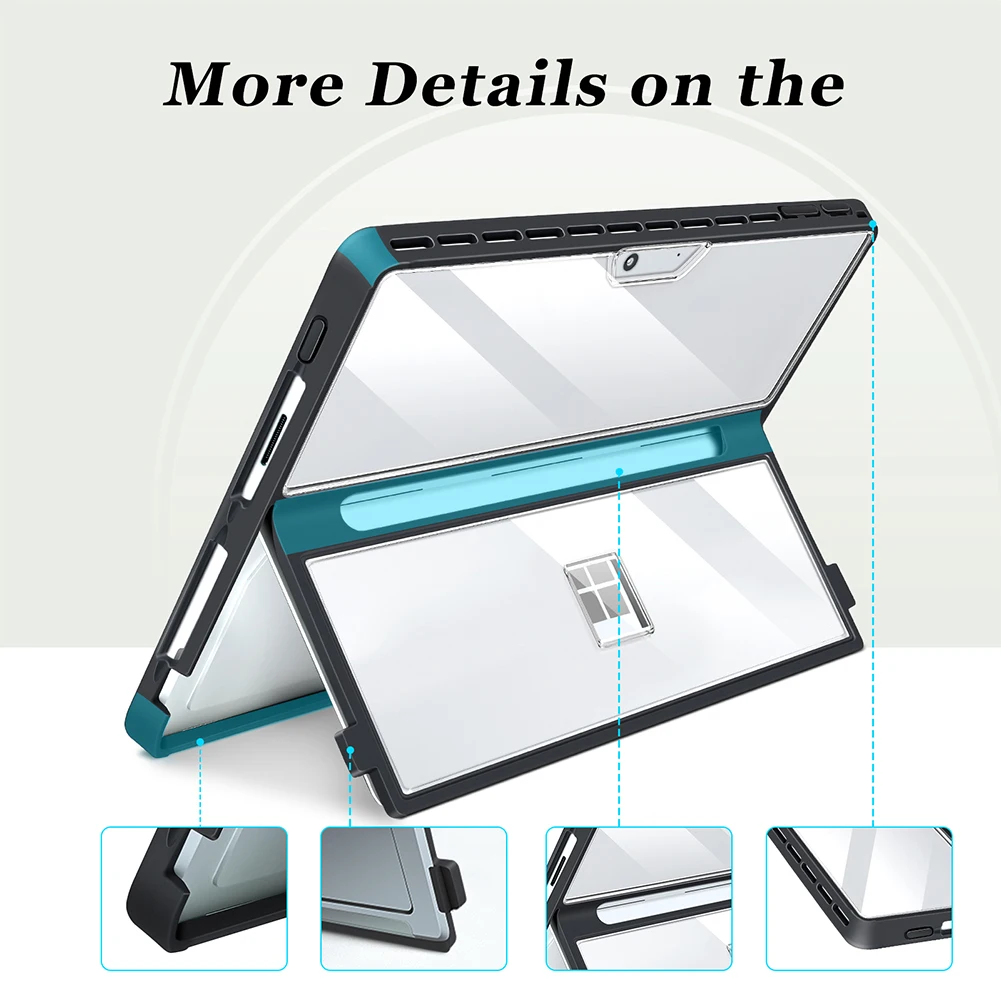 Hard Case For Microsoft Surface Pro 11 10 9 8 13 Inch Shockproof Protective Rugged Cover Compatible with Type Cover Keyboard