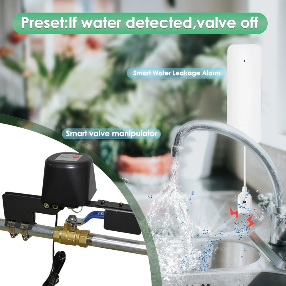 Tuya Smart Zigbee water valve actuator WiFi gas valve controller fit DN15 to DN32 pipe electric shut off valve