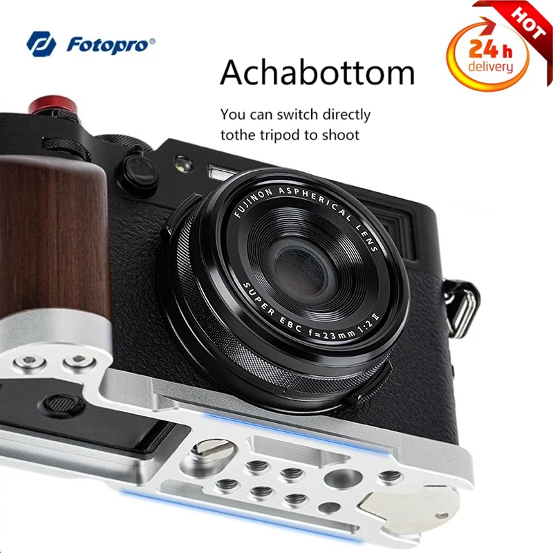 Fotopro L-shaped Wood Quick Release Plate Handle, Thumb Handle, Hot Shoe Cover Accessory For Fujifilm X-100VI X100V Arca Swiss