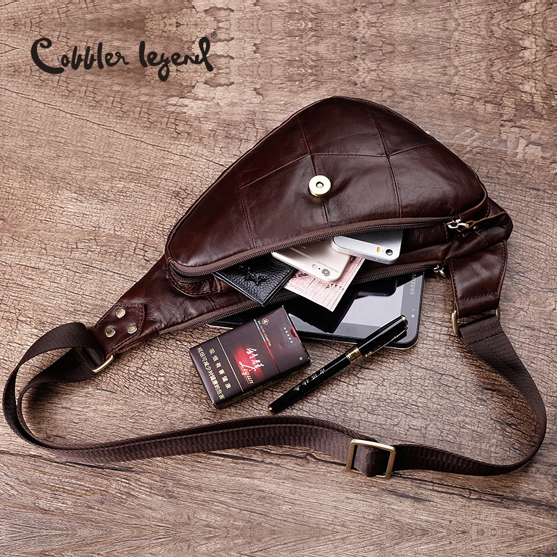 Мужская сумка-Кроссбоди Cobbler Legend из натуральной кожи, повседневная нагрудная сумка из коровьей кожи с одним плечевым ремнем