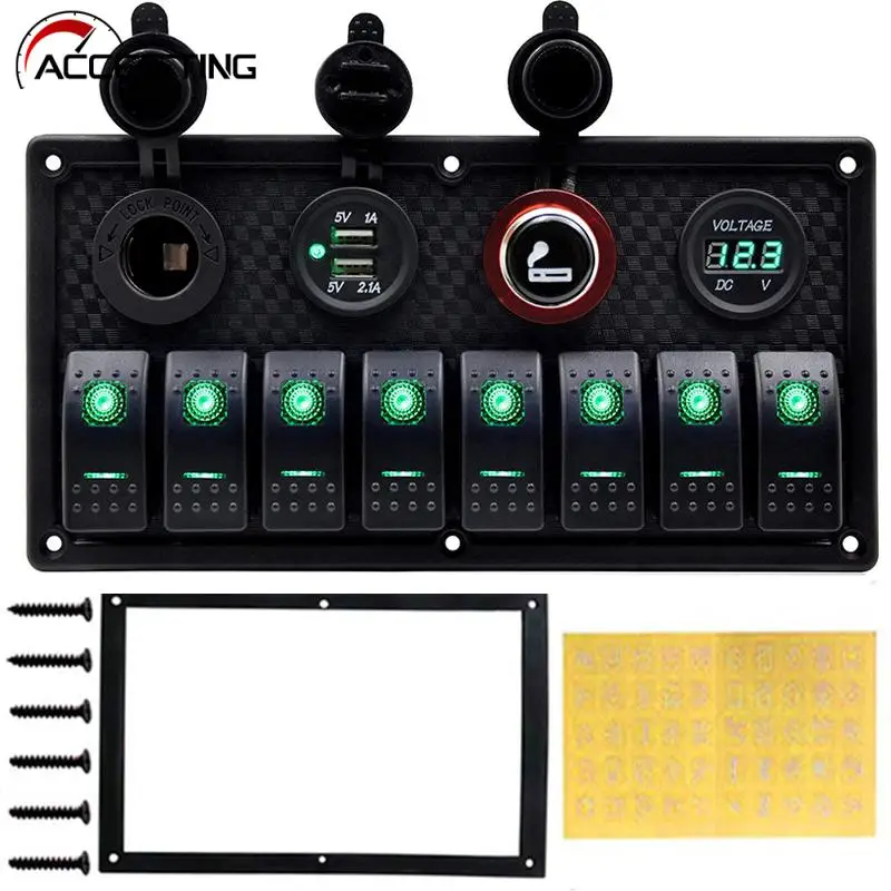 5 Pin Marine Boat Rv Ignition Toggle Rocker Switch Panel 1224v Led Voltmeter Dual Usb Charger