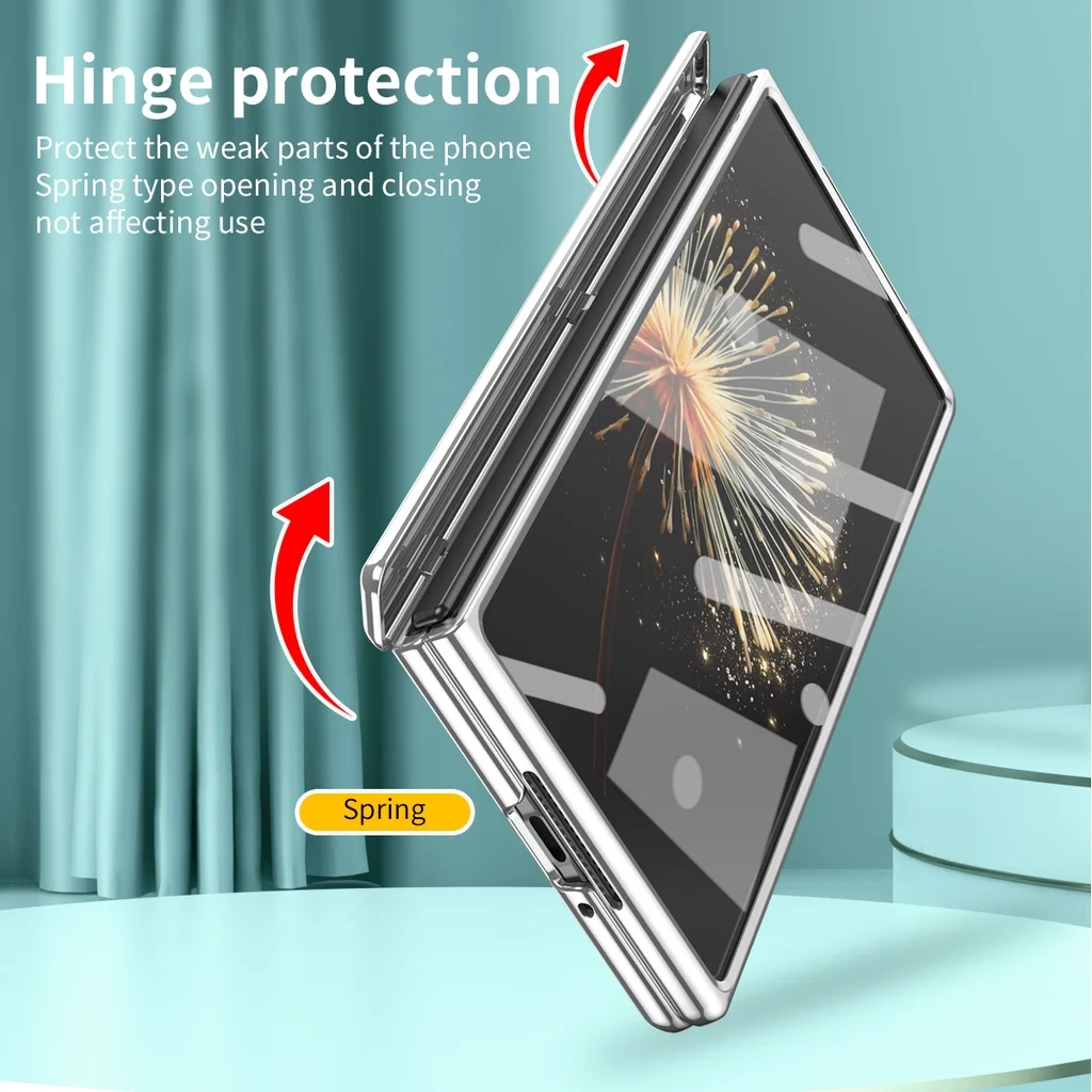 Fashion Plating Transparent Kickstand Case For Xiaomi MIX Fold 3 Fold3 360 Full Screen Protector Cover