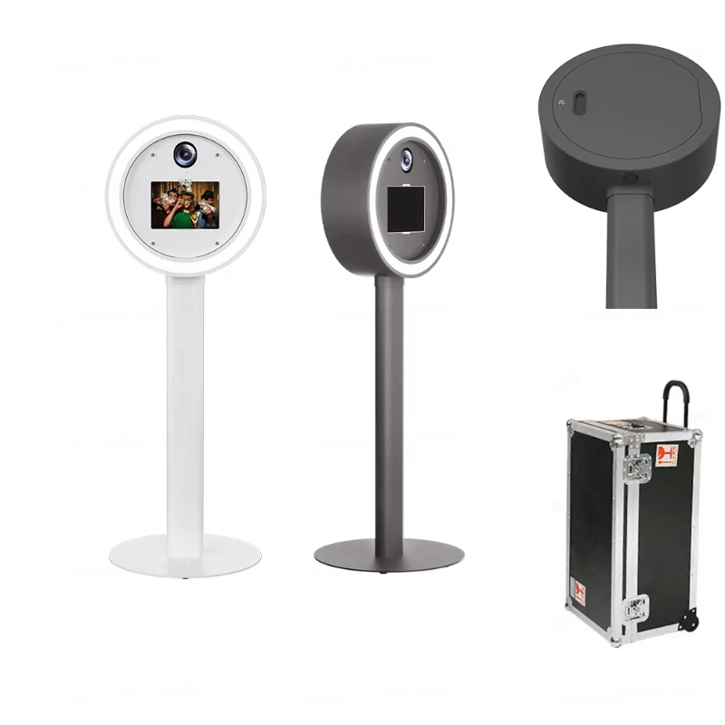 원형 아이패드 포토 부스 머신, 리모컨 LED RGB 조명 셀프 DSLR 카메..