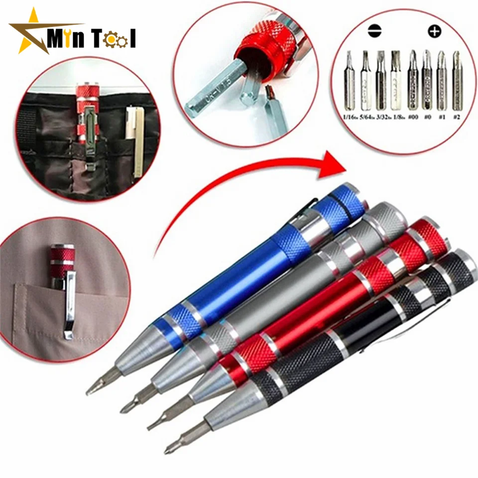 Kit 8 Cacciaviti Di Precisione Multifunzione A Penna, Portatile Per Riparazioni Elettroniche