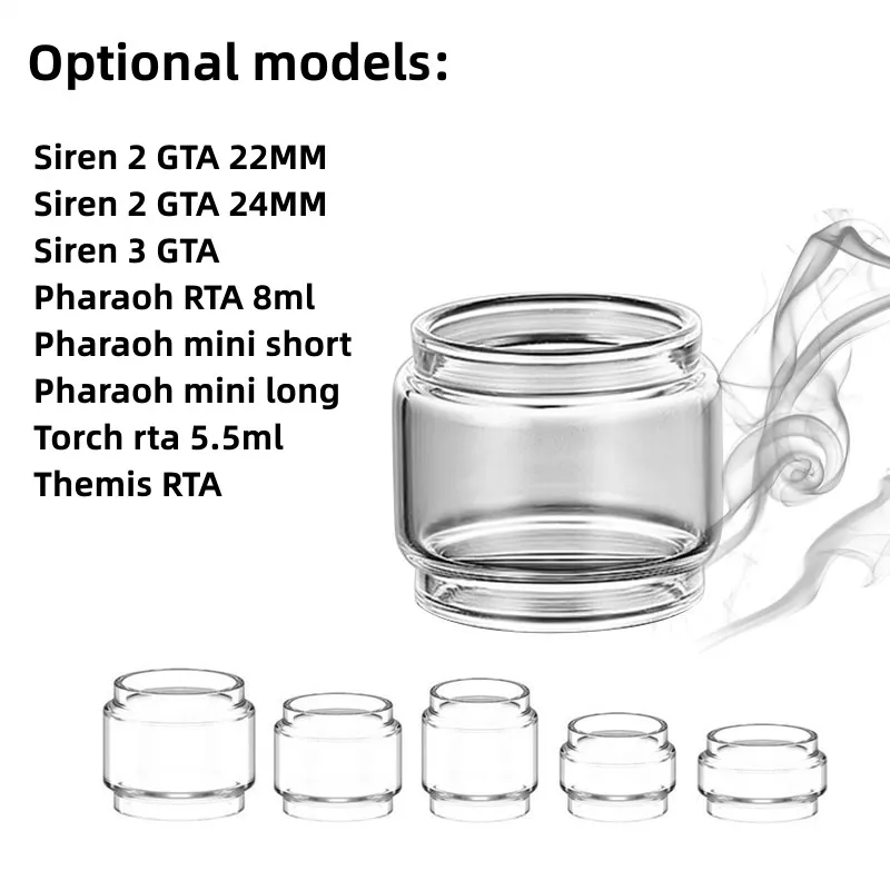 

5PCS Bubble Glass Tube for Digiflavor Siren 2 GTA 22MM /24MM/ Siren 3 GTA/Pharaoh RTA / Mini Short / Long/ Torch Rta/ Themis RTA