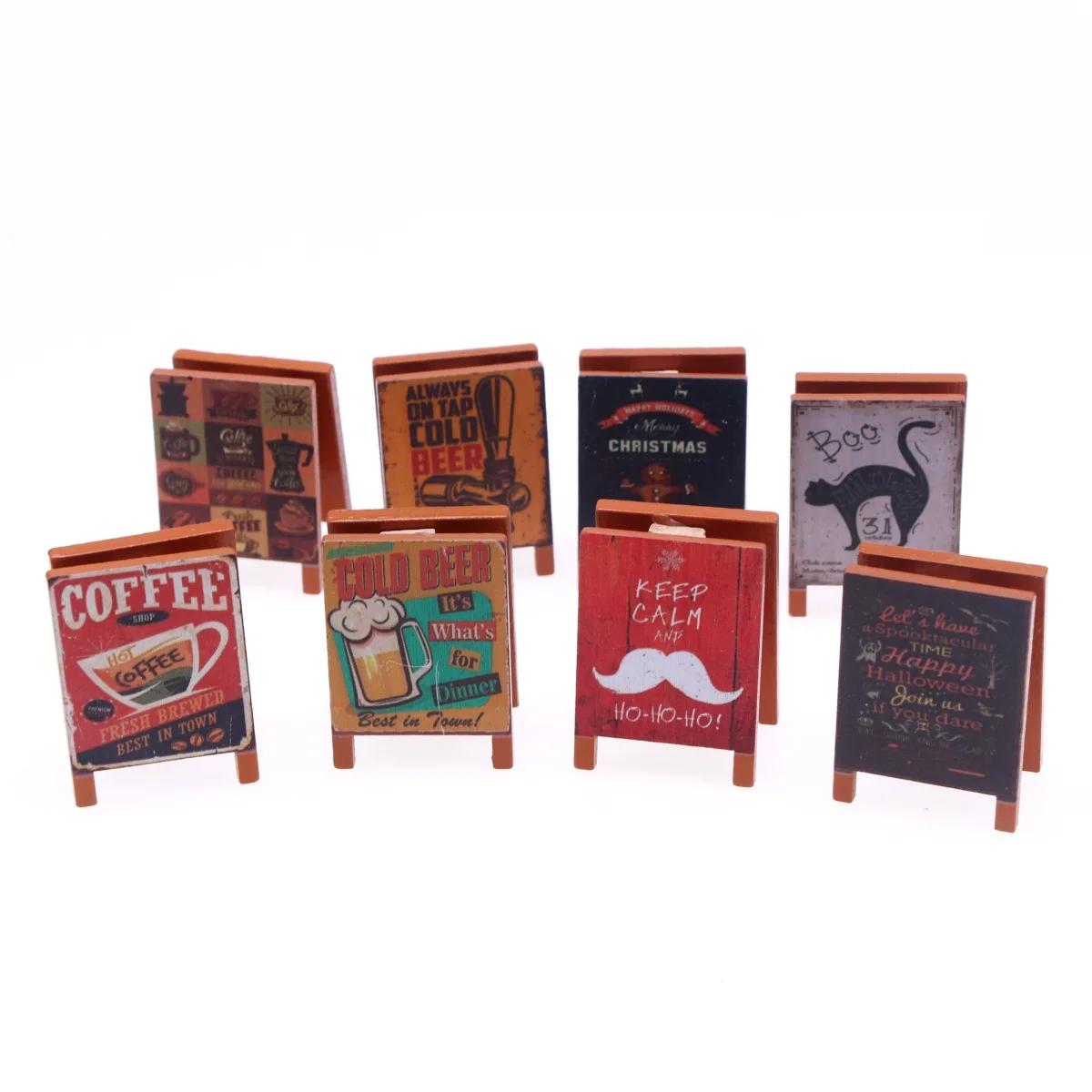 

Dollhouse Miniature Wooden Cafe Brewhouse Signboard Halloween Christmas Holiday Sign Blackboard DollHouse Decor Scene Props