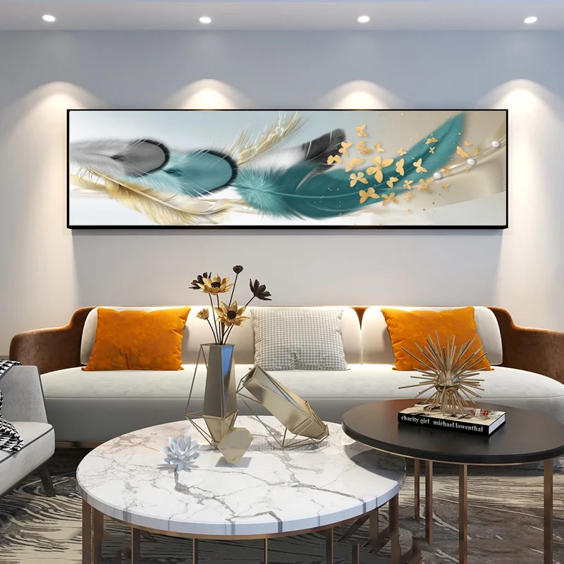 Simple Modern Light Luxury Feather Decorative Painting Living Room Sofa Bedroom Background Wall