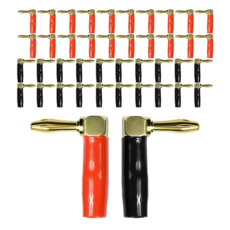 

8pcs 4mm Banana Plug 90 Degree Right Angle Connector Gold Plated Audio Speaker Plugs L Type Adapter