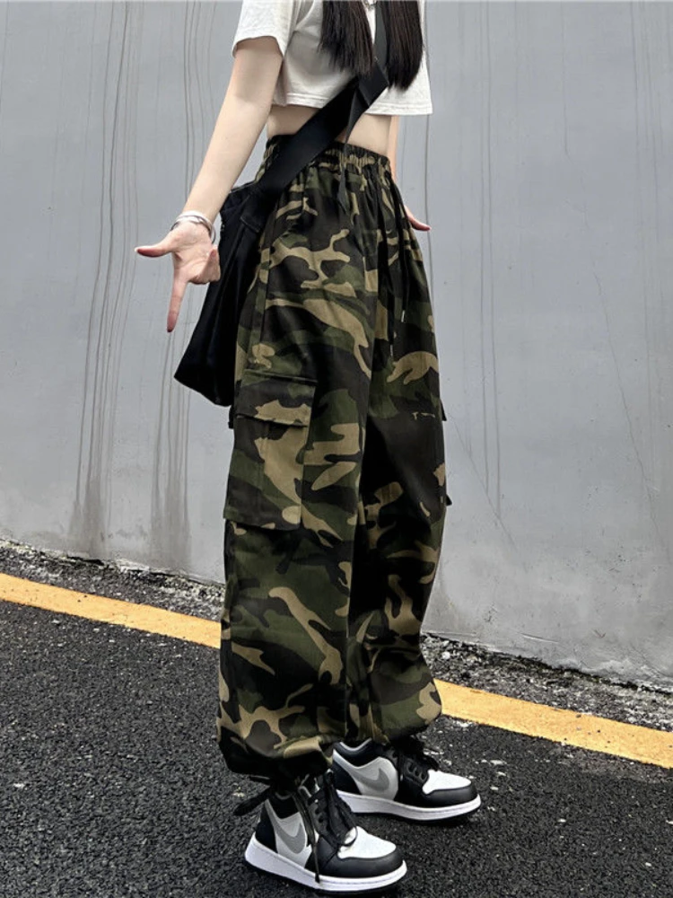 Female Hip Hop Grey Camouflage Cargo Pants American Style Y2k Oversized  Loose Straight Wide Leg Pants Vintage Casual Sweatpants - Pants & Capris -  AliExpress