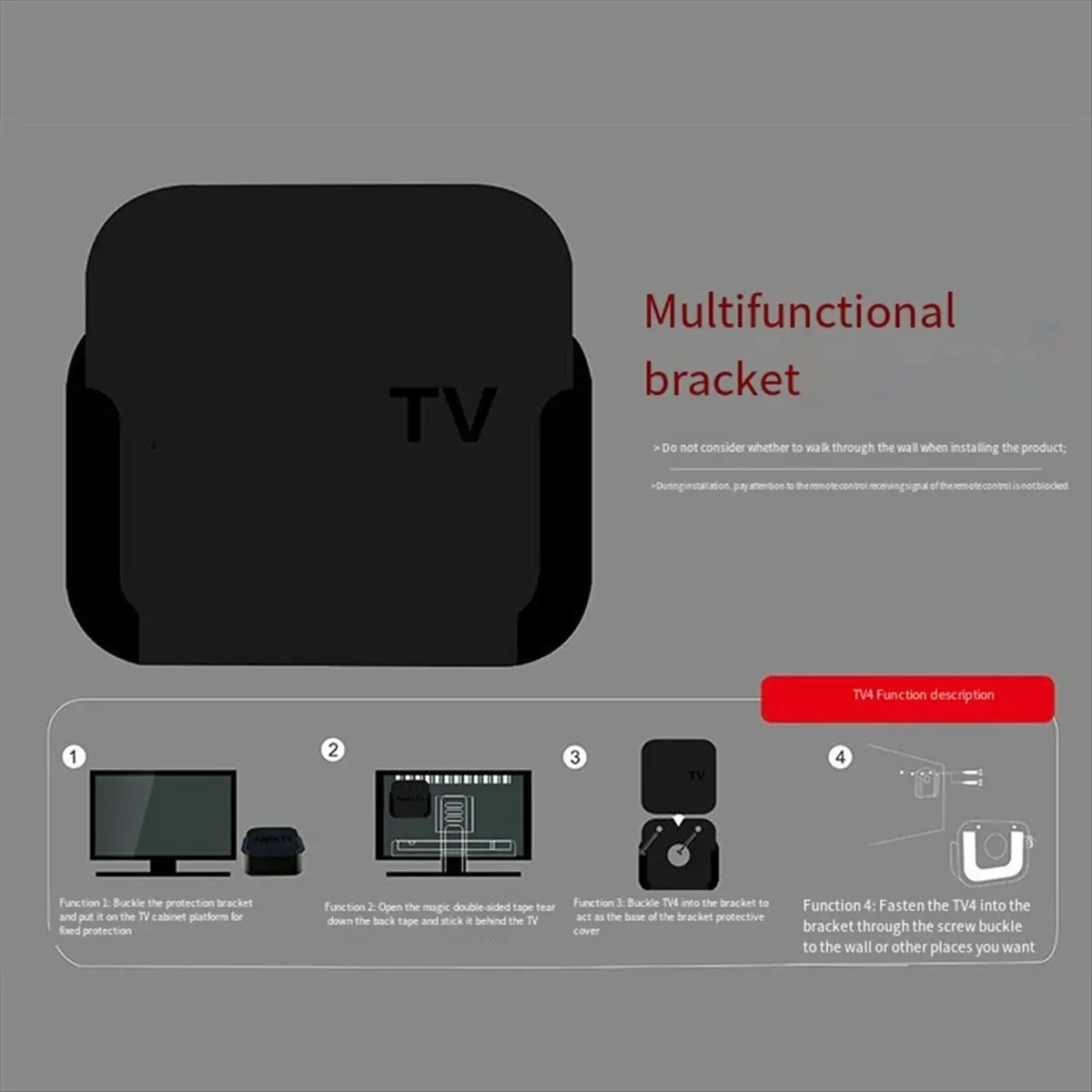 (선물 아이템) 1/2/3/4/4k 미디어 플레이어용 벽걸이 브래킷 홀더 스탠드 크래들 홀더 케이스 TV 박스 홀더 및 스탠드