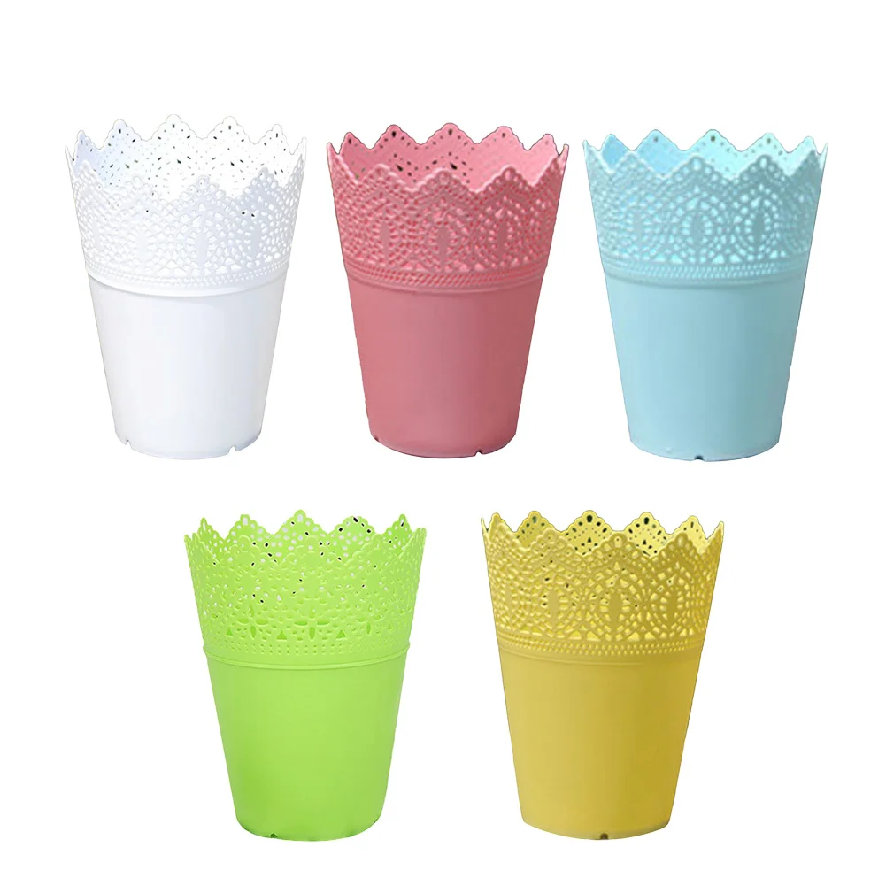 

Flower Pots Succulent Plants Plastic Lace Pierced Flower Pot Decorative Collection Nursery Pots Balcony Plants Pot