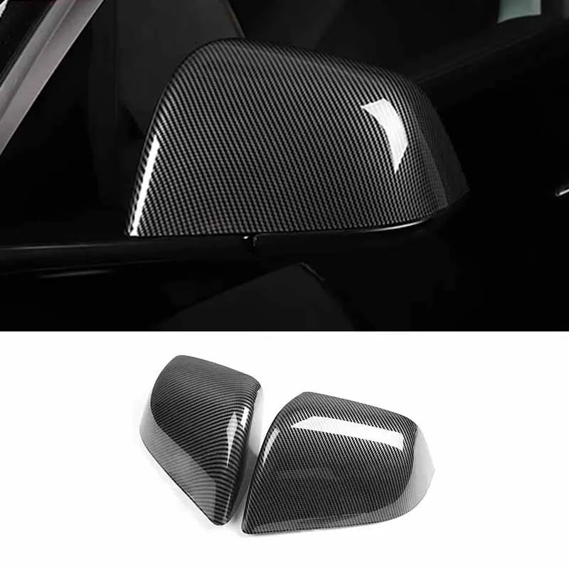 

Car Mirror Cover Carbon Fiber Patterned Decorative Cover Reversing Mirror Protective Cover For Tesla model Y Auto Accessories