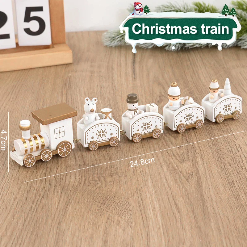 Tren de madera de Navidad, adornos navideños para el hogar, adorno para árbol de Navidad 2024, regalo para niños, Feliz Año Nuevo 2025