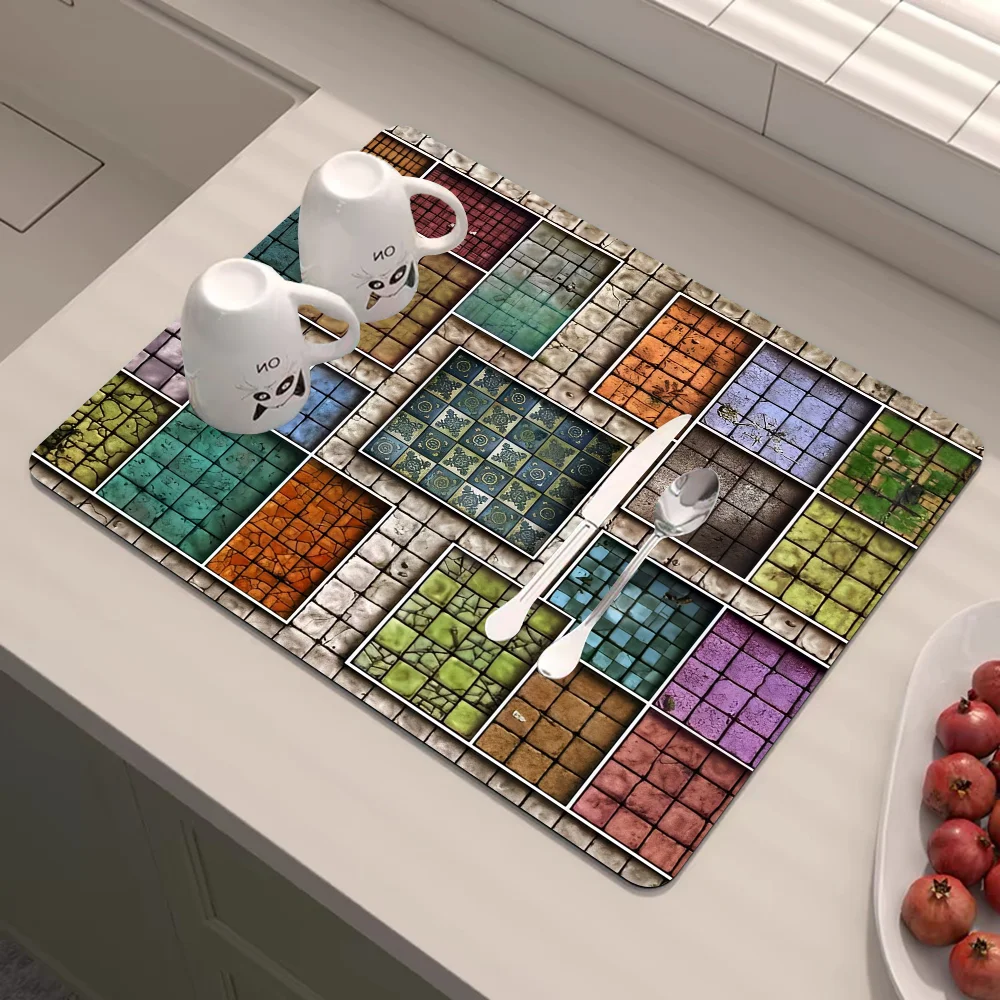 HeroQuest with Stitched New Super Absorbent Coffee Dish Kitchen Absorbent Draining Mat Drying Mat Quick Dry Bathroom Placemat 4