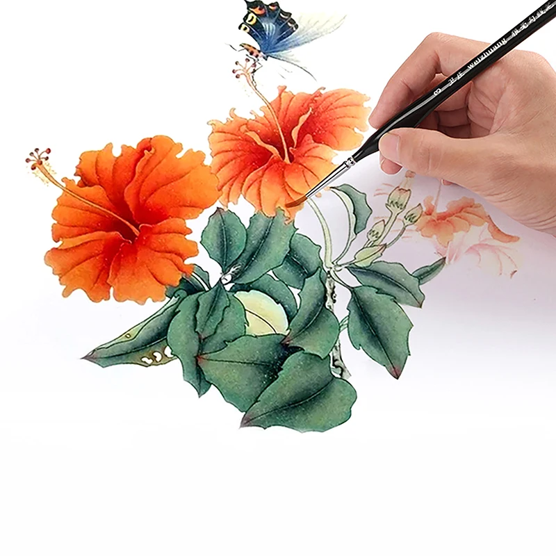 5개 세트 00000 정밀 미세 팁 페인트 브러시 - 아크릴, 모델 및 미니어처 디테일 페인팅용 나일론