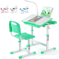 Student Children's Desk, Ergonomic Table and Thair Set, with Drawer, Reading Stand, Anddimmable LED Lamp, Height-Adjustable 1